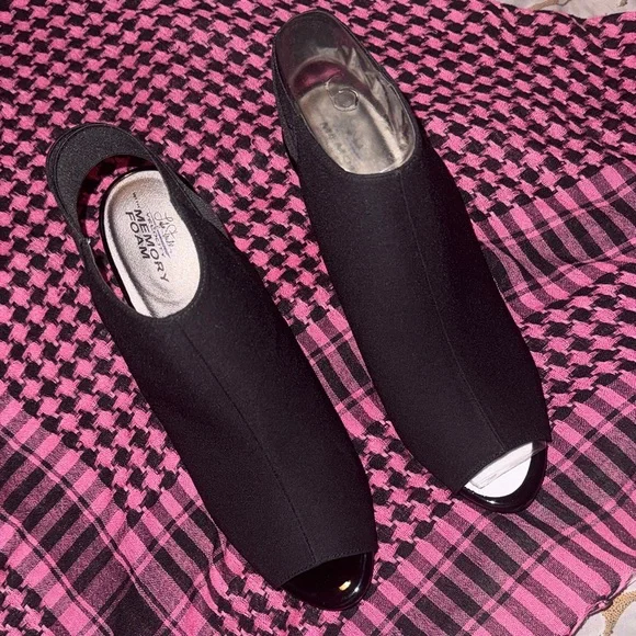 Life Stride Velocity Memory Foam Black Women's Heels Size 9.5 Peep Toe Booties - Picture 7 of 15